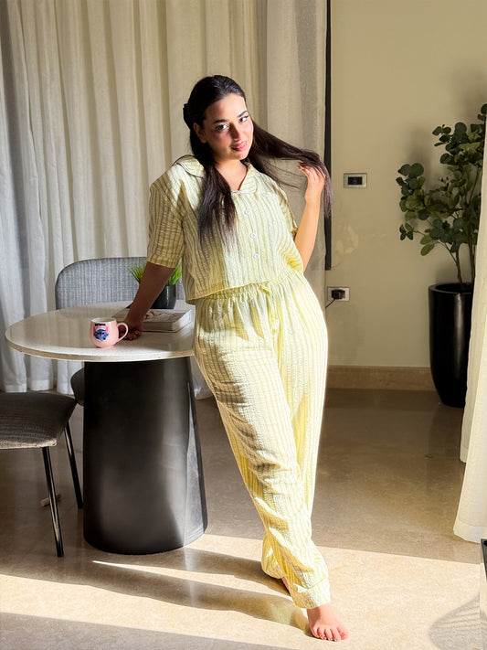 Fresh Lime — Striped Yellow Pajama Set