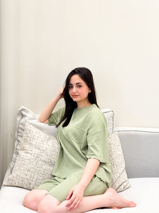 Matcha Oversized Short Pajama Set