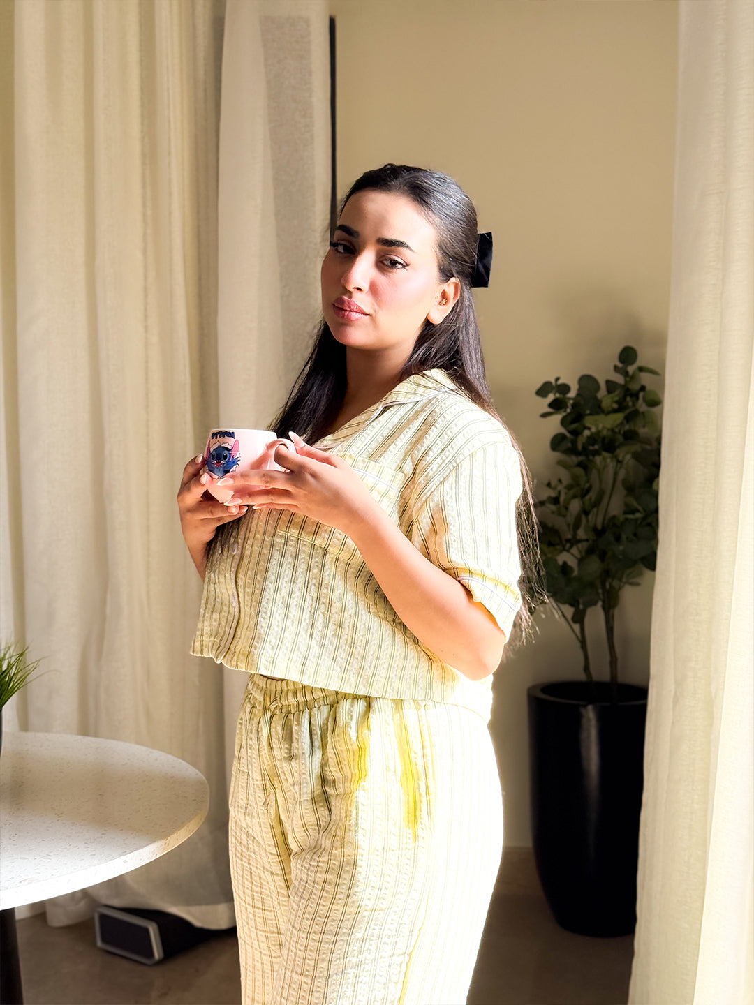 Fresh Lime — Striped Yellow Pajama Set