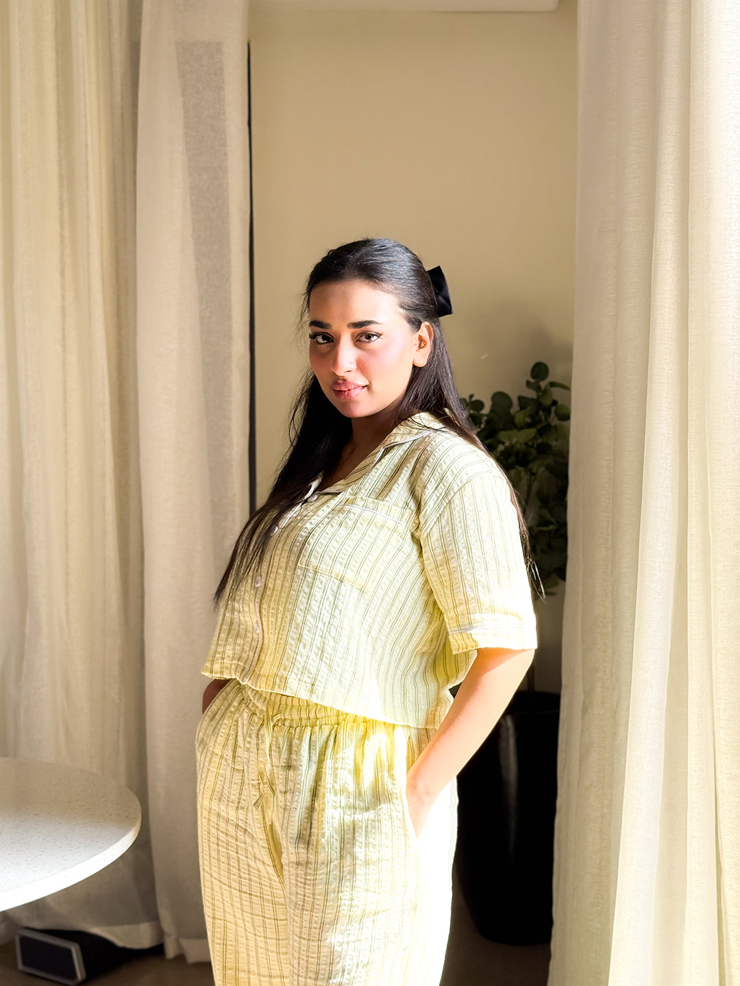 Fresh Lime — Striped Yellow Pajama Set