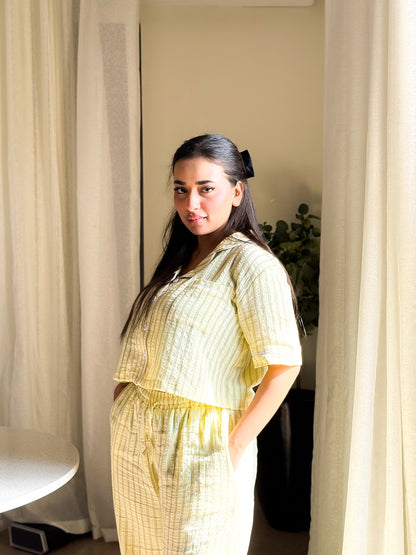 Fresh Lime — Striped Yellow Pajama Set