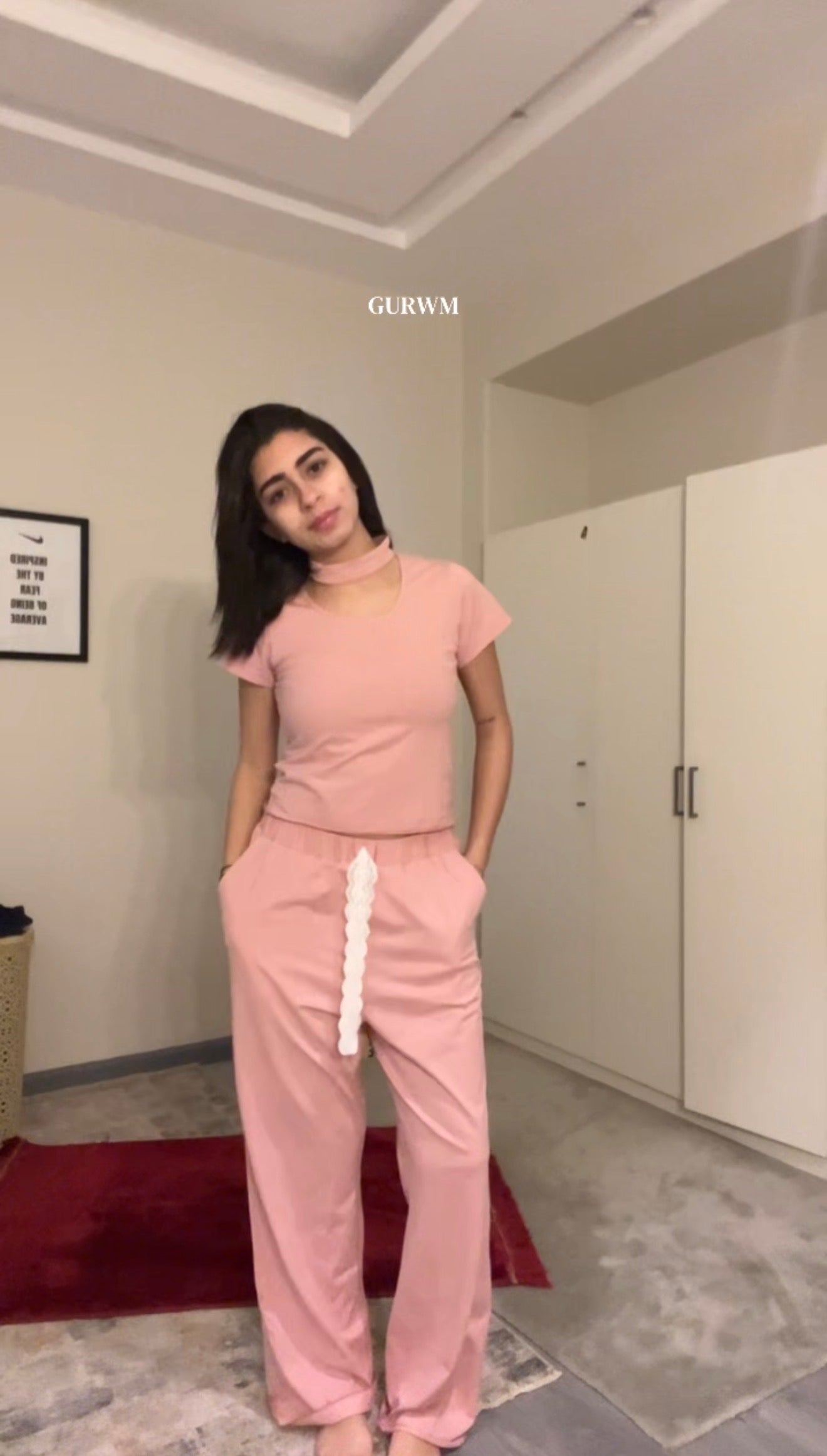 Pink velevet — Cropped Collar Pajama Set