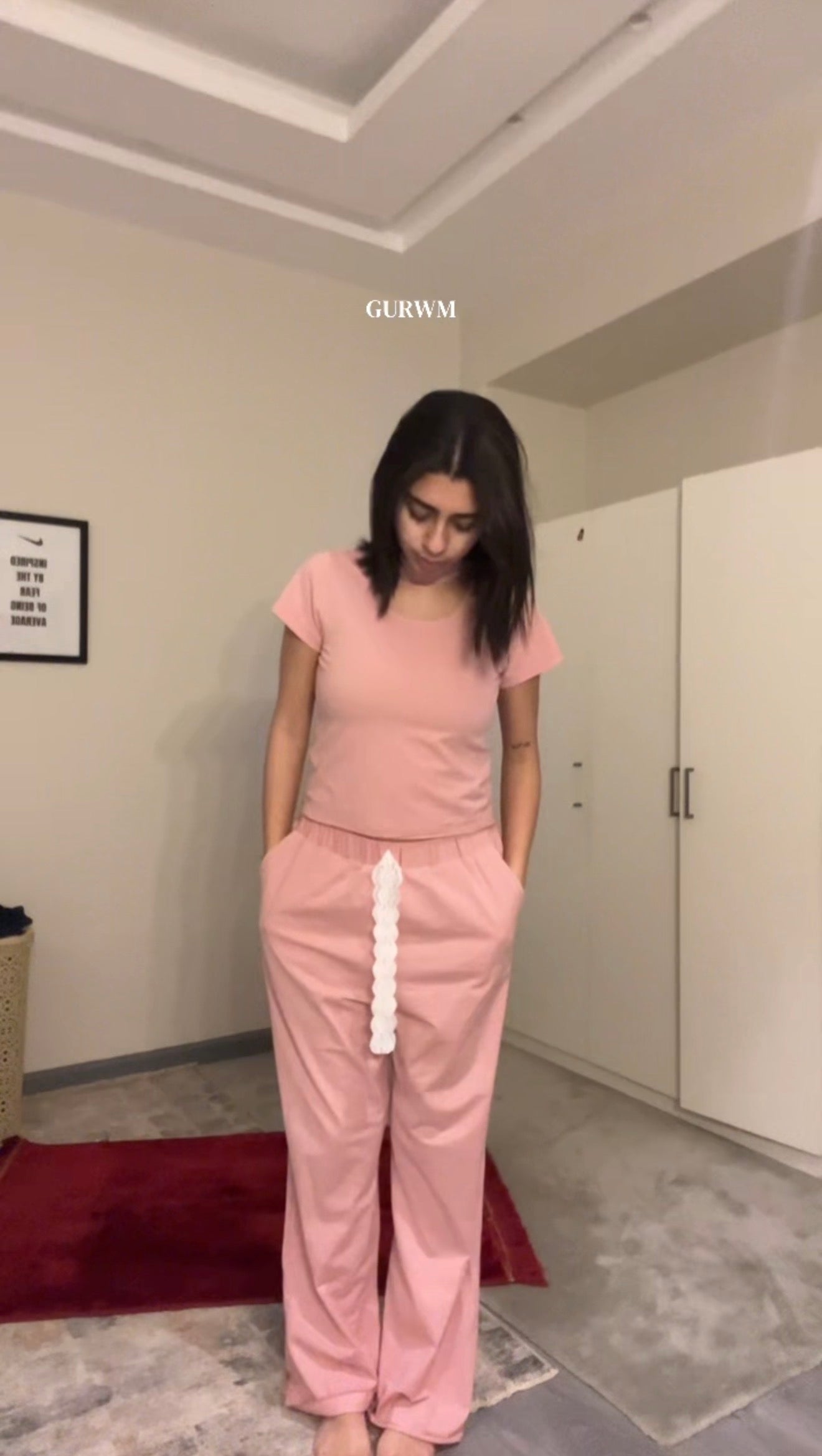 Pink velevet — Cropped Collar Pajama Set