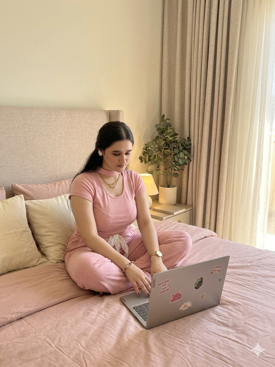 Pink velevet — Cropped Collar Pajama Set